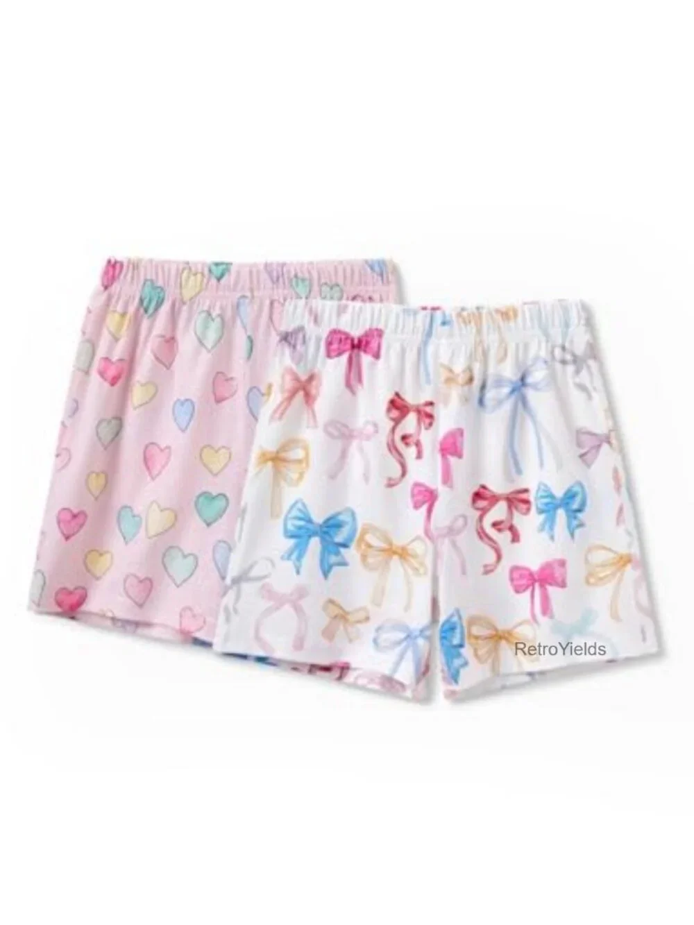2-Pack Girls Pajama Shorts Soft Loungewear Elastic Waist